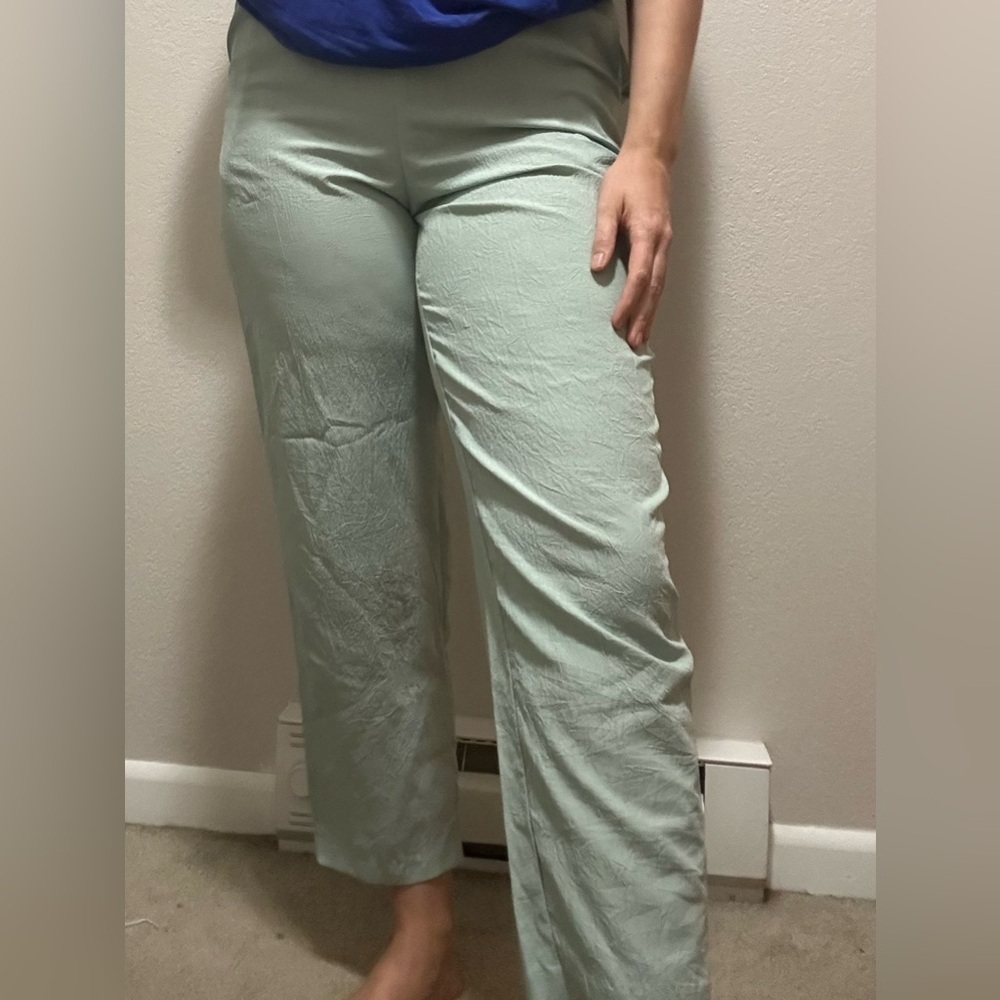 Vintage Teddi Petite Light Green Breezy Crepe Pants Size 8